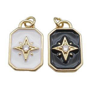 copper rectangle pendant, northstar, enameled, mix, gold plated, approx 12-20mm [FN22809]