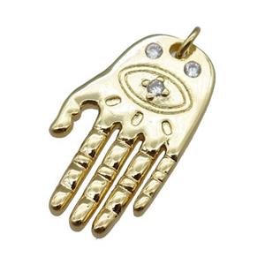 copper hand charmpendant pave zircon, gold plated, approx 14-25mm [FN22812]