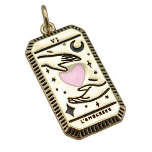 copper tarot card pendant, enameled, gold plated, approx 14-25mm [FN22827]