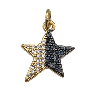 copper star pendant pave zircon, gold plated, approx 12-14mm [FN22830]