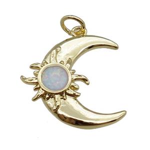 copper moon pendant, gold plated, approx 16-19mm [FN22843]