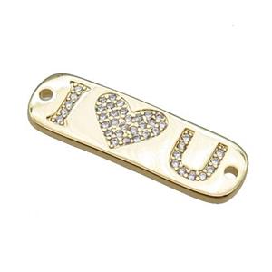 copper rectangle connector paved zircon, ILOVEU gold plated, approx 8.5-26mm [FN22844]
