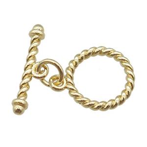 copper Toggle Clasp, gold plated, approx 12mm, 17mm [FN22845]