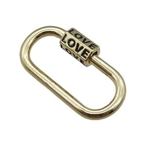 copper Carabiner Clasp, LOVE, gold plated, approx 15-27mm [FN22849]