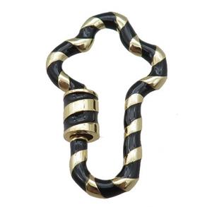 copper Carabiner Clasp with black enameled, gold plated, approx 22-35mm [FN22855]
