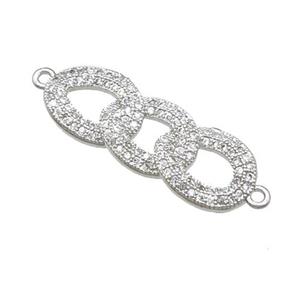 copper link connector pave zircon, platinum plated, approx 10-28mm [FN22864]
