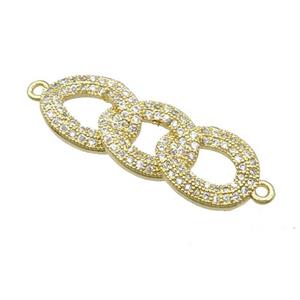 copper link connector pave zircon, gold plated, approx 10-28mm [FN22865]