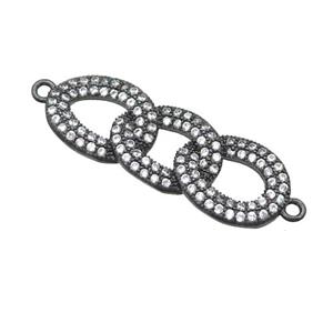 copper link connector pave zircon, balck plated, approx 10-28mm [FN22866]