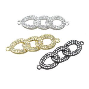 copper link connector pave zircon, mixed, approx 10-28mm [FN22867]
