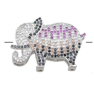 copper elephant beads pave zircon, platinum plated, approx 20-28mm [FN22868]