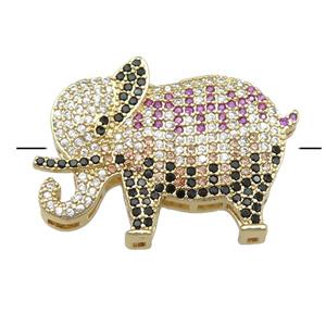 copper elephant beads pave zircon, gold plated, approx 20-28mm [FN22869]