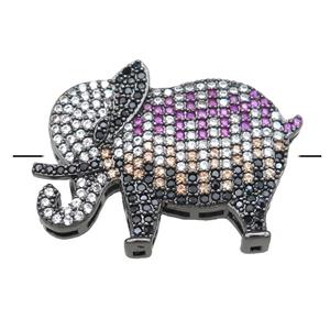 copper elephant beads pave zircon, black plated, approx 20-28mm [FN22870]