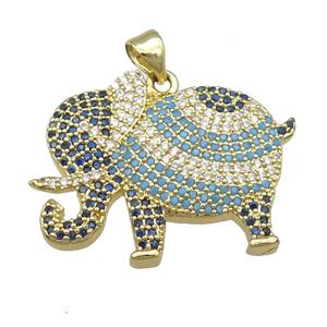 copper elephant pendant pave zircon, gold plated, approx 20-28mm [FN22873]