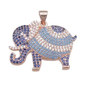 copper elephant pendant pave zircon, rose gold, approx 20-28mm [FN22875]