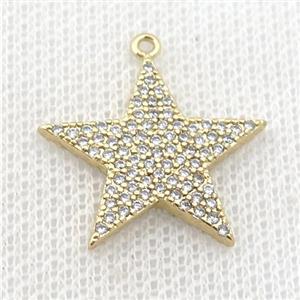copper star pendant pave zircon, gold plated, approx 22mm [FN22909]