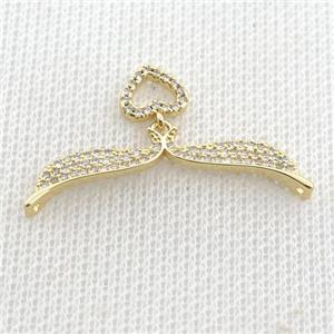 copper sharktail pendant pave zircon, gold plated, approx 7-34mm [FN22928]