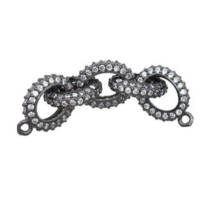 Copper Linker Connector Pave Zircon, Oval, Black Plated, approx 10-12mm, 40mm length [FN22945]