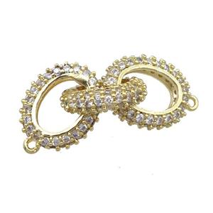copper linker connector pave zircon, gold plated, approx 12-15mm, 25mm [FN22952]