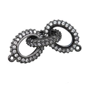 copper linker connector pave zircon, black plated, approx 12-15mm, 25mm [FN22953]