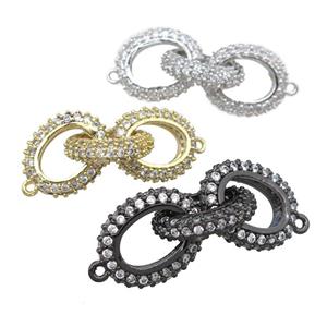 copper linker connector pave zircon, mix, approx 12-15mm, 25mm [FN22954]