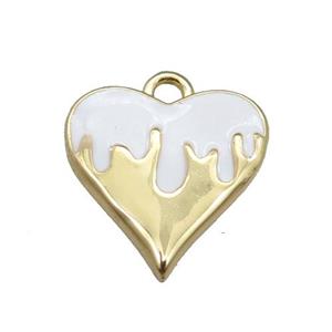 Copper Heart Pendant with White Enameled, Gold Plated, approx 14mm [FN22987]