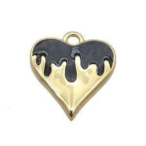 Copper Heart Pendant with Black Enameled, Gold Plated, approx 14mm [FN22988]