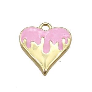 Copper Heart Pendant with Pink Enameled, Gold Plated, approx 14mm [FN22989]