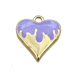Copper Heart Pendant with Purple Enameled, Gold Plated, approx 14mm [FN22990]