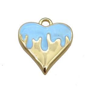 Copper Heart Pendant with Blue Enameled, Gold Plated, approx 14mm [FN22992]