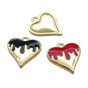 Copper Heart Pendant with White Enameled, Mixed, Gold Plated, approx 14mm [FN22993]
