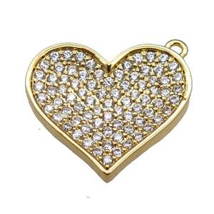 Copper Heart Pendant Pave Zircon, Gold Plated, approx 20mm [FN23010]