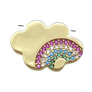 copper cloud pendant pave rainbow zircon, gold plated, approx 15-20mm [FN23019]