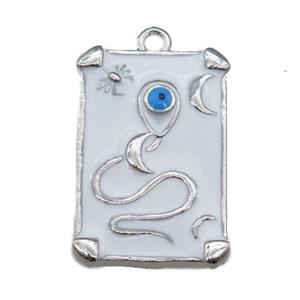 Copper Tarot Card Pendant with white Enamel, Platinum Plated, approx 13-20mm [FN23024]