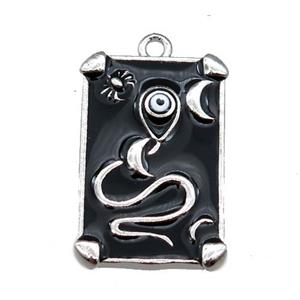 Copper Tarot Card Pendant with black Enamel, Platinum Plated, approx 13-20mm [FN23025]