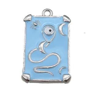 Copper Tarot Card Pendant with blue Enamel, Platinum Plated, approx 13-20mm [FN23026]