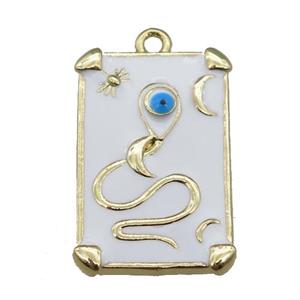 Copper Tarot Card Pendant with white Enamel, Gold Plated, approx 13-20mm [FN23031]
