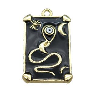 Copper Tarot Card Pendant with Black Enamel, Gold Plated, approx 13-20mm [FN23032]