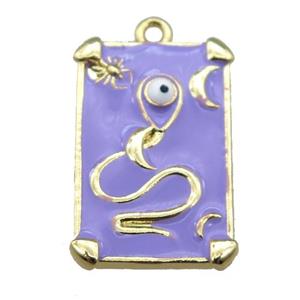 Copper Tarot Card Pendant with purple Enamel, Gold Plated, approx 13-20mm [FN23033]