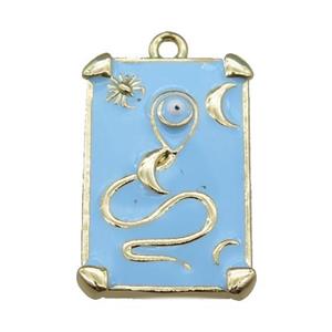 Copper Tarot Card Pendant with blue Enamel, Gold Plated, approx 13-20mm [FN23034]