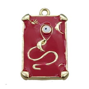 Copper Tarot Card Pendant with red Enamel, Gold Plated, approx 13-20mm [FN23036]