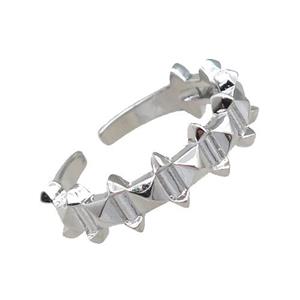 adjustable copper Rings with pad, platinum plated, approx 6mm, 18mm dia [FN23069]