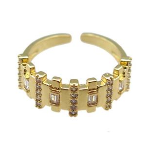 adjustable copper Rings pave zircon, gold plated, approx 7.5mm, 18mm dia [FN23072]