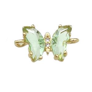 lt.green Crystal Glass Butterfly Connector, gold plated, approx 8-10mm [FN23180]