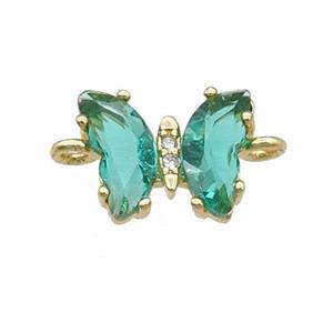 green Crystal Glass Butterfly Connector, gold plated, approx 8-10mm [FN23181]