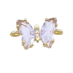 lavender Crystal Glass Butterfly Connector, gold plated, approx 8-10mm [FN23185]