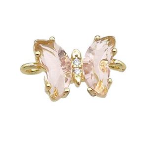 lt.pink Crystal Glass Butterfly Connector, gold plated, approx 8-10mm [FN23188]
