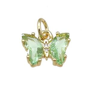 lt.green Crystal Glass Butterfly Pendant, gold plated, approx 8-10mm [FN23199]