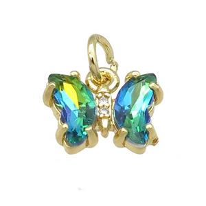 peacockgreen Crystal Glass Butterfly Pendant, gold plated, approx 8-10mm [FN23210]