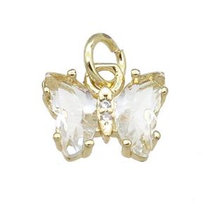clear Crystal Glass Butterfly Pendant, gold plated, approx 8-10mm [FN23215]