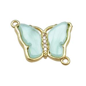 green Resin Butterfly Connector, gold plated, approx 13-18mm [FN23233]